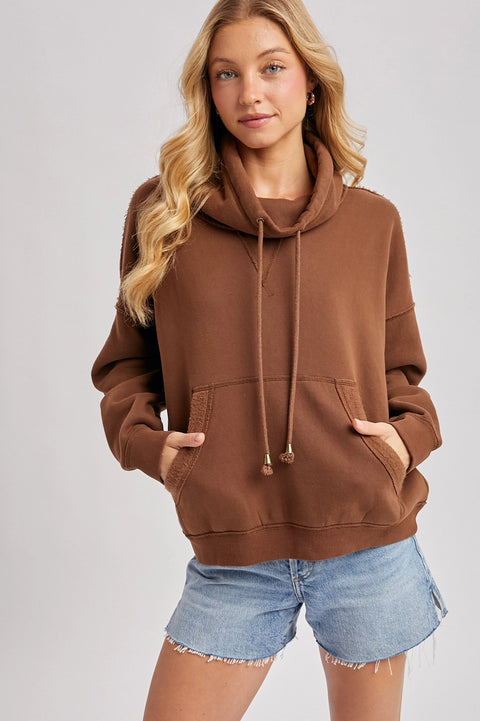 Cowl Neck Pullover Sweatshirt Top