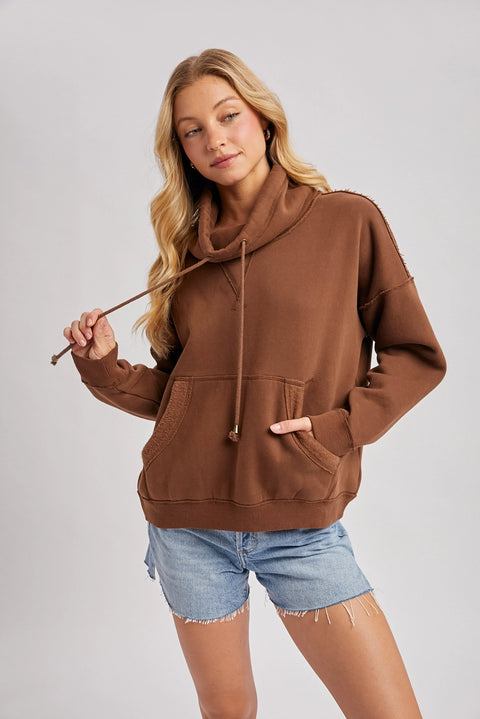 Cowl Neck Pullover Sweatshirt Top