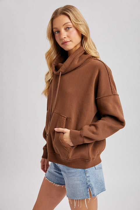 Cowl Neck Pullover Sweatshirt Top