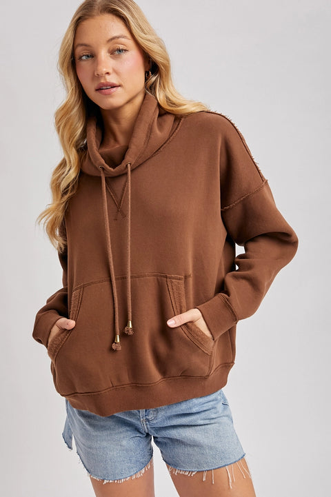 Cowl Neck Pullover Sweatshirt Top