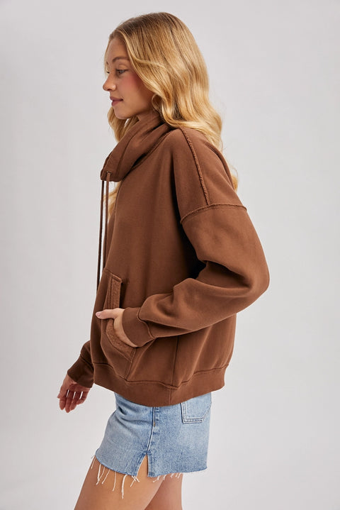 Cowl Neck Pullover Sweatshirt Top