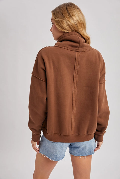 Cowl Neck Pullover Sweatshirt Top