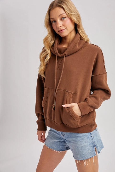 Cowl Neck Pullover Sweatshirt Top