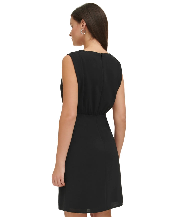 Cowl Neck Shift-Dress-Kensie Dresses-2-BLACK-Urbanheer