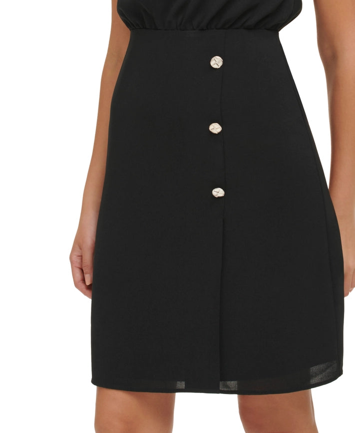 Cowl Neck Shift-Dress-Kensie Dresses-2-BLACK-Urbanheer