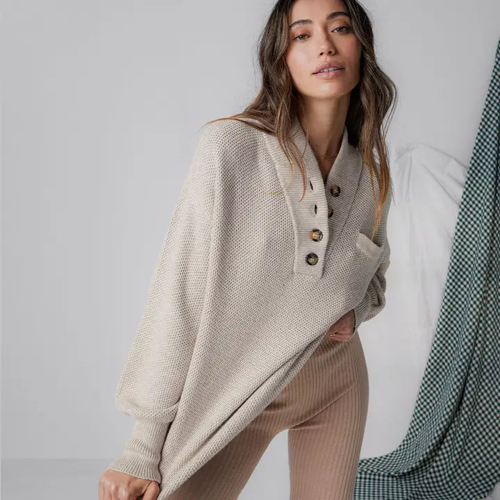 Cozy Cotton Silk Pocket Henley Oat Marl-Sweatshirt-LUNYA-XS/S-Oat Marl-Urbanheer