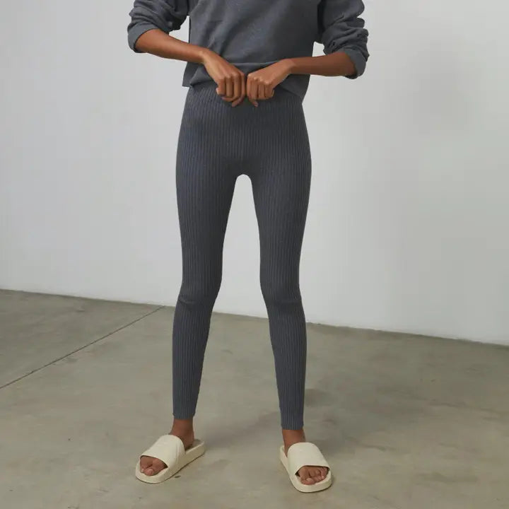 Cozy Cotton Silk Ribbed Legging Restful Grey Heather-Legging-LUNYA-XL-Restful Grey Heather-Urbanheer
