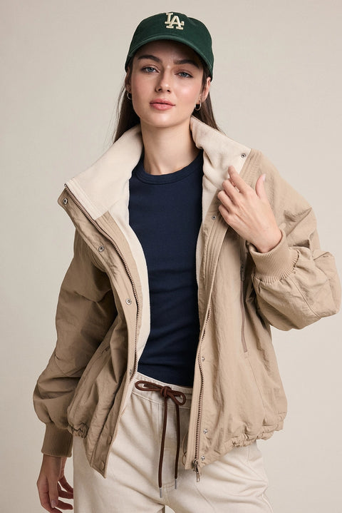 Cozy Fleece-Lined Zip & Snap Jacket