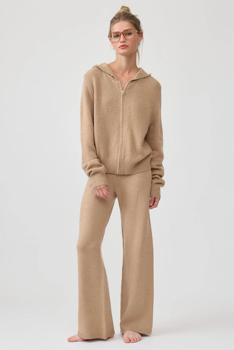Cozy Knit Zip Hoodie & Wide-Leg Pants Set