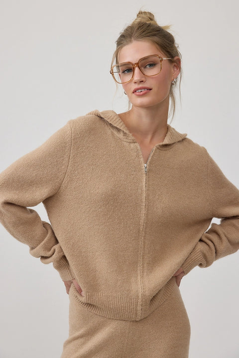 Cozy Knit Zip Hoodie & Wide-Leg Pants Set