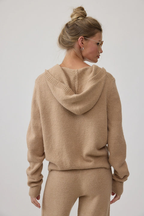 Cozy Knit Zip Hoodie & Wide-Leg Pants Set