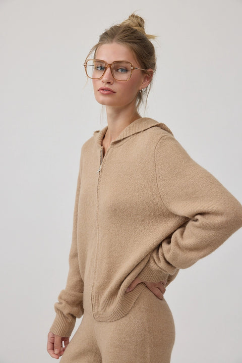 Cozy Knit Zip Hoodie & Wide-Leg Pants Set