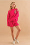 Cozy Knitted Sequin Sweater and Shorts Set HOT PINK-Set-Blue B-S-HOT PINK-Urbanheer