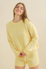 Cozy Sweater Top With Matching Elastic Shorts Set-Set-Blue B-S-LEMON-Urbanheer