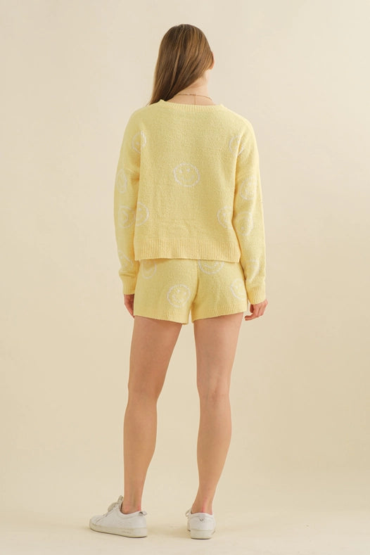 Cozy Sweater Top With Matching Elastic Shorts Set-Set-Blue B-S-LEMON-Urbanheer