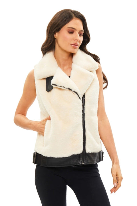 Cream Faux Fur Vest-Vest-Adore-S-Urbanheer