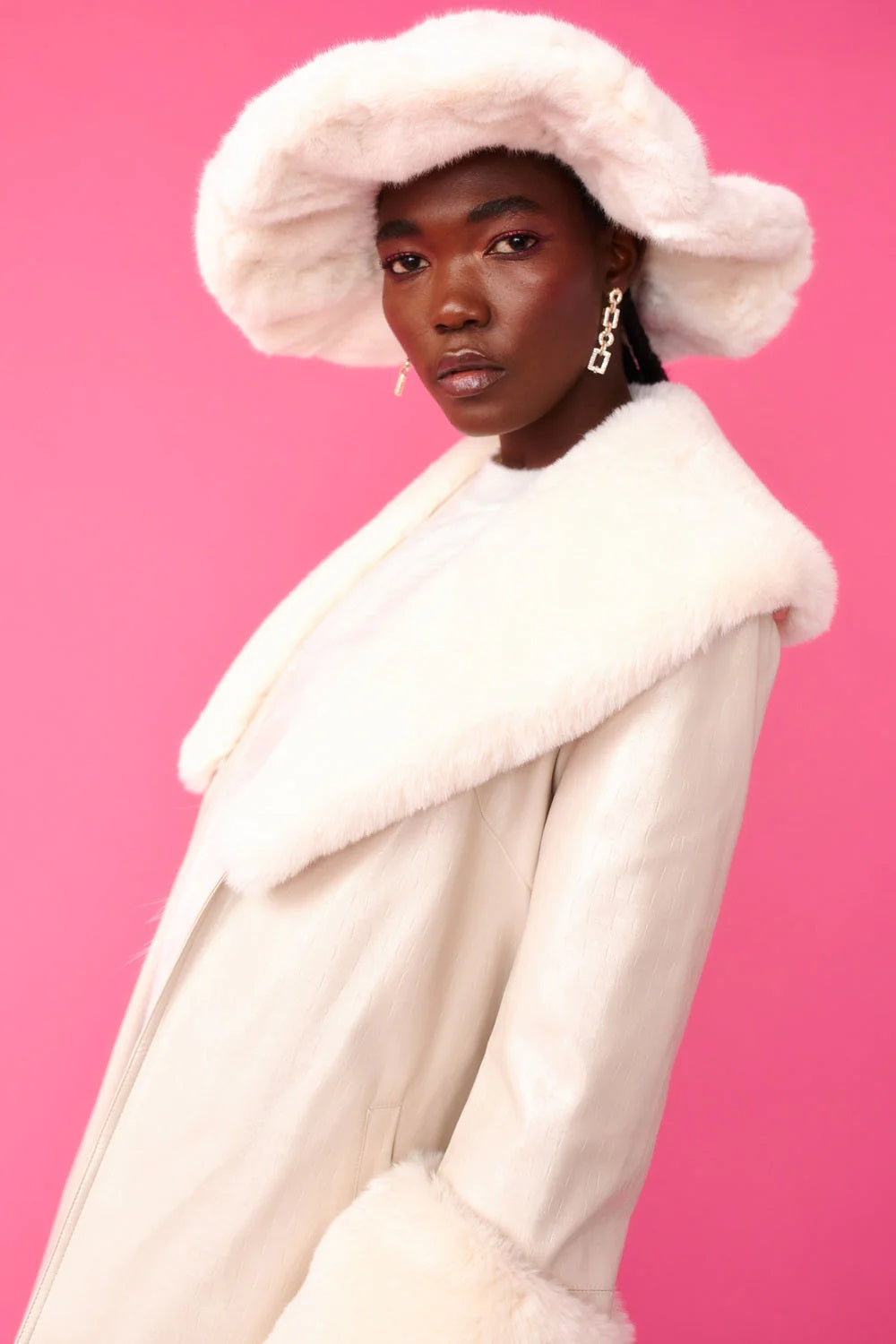 Cream Faux Leather Jacket with Detachable Faux Fur Cuffs and Collar-Faux Leather Coats-Buy Me Fur Ltd-S-Cream-Faux Leather-Urbanheer