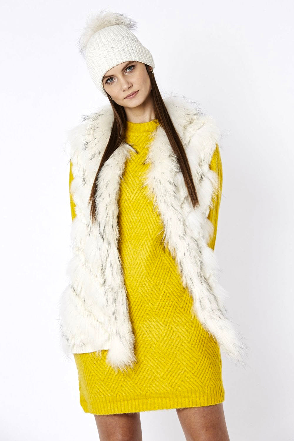 Cream Fox And Coney Fur Gilet-Fur Vests & Gilets-Buy Me Fur Ltd-One Size-Cream-Genuine Coney & Fox Fur-Urbanheer