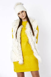 Cream Fox And Coney Fur Gilet-Fur Vests & Gilets-Buy Me Fur Ltd-One Size-Cream-Genuine Coney & Fox Fur-Urbanheer
