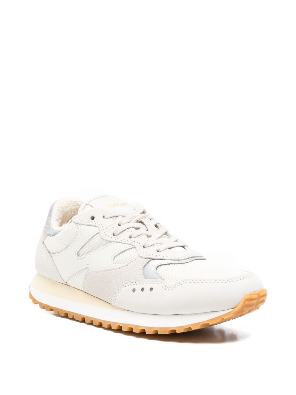 Cream Lace-Up Rubber Sole Sneakers for Everyday Comfort
