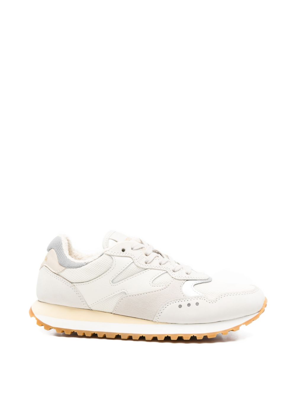 Cream Lace-Up Rubber Sole Sneakers for Everyday Comfort