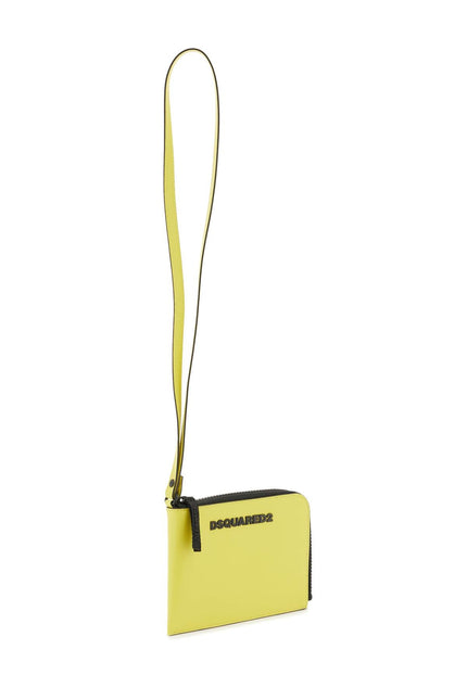 Credit Card Pouch With Logo-men > accessories > wallets and small leather goods > cardholders-Dsquared2-os-Giallo-Urbanheer
