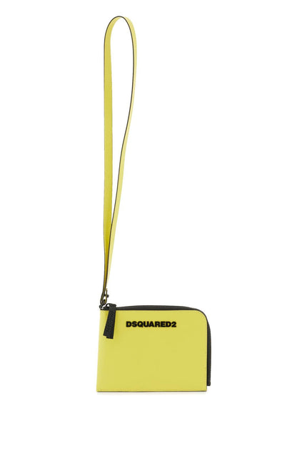 Credit Card Pouch With Logo-men > accessories > wallets and small leather goods > cardholders-Dsquared2-os-Giallo-Urbanheer