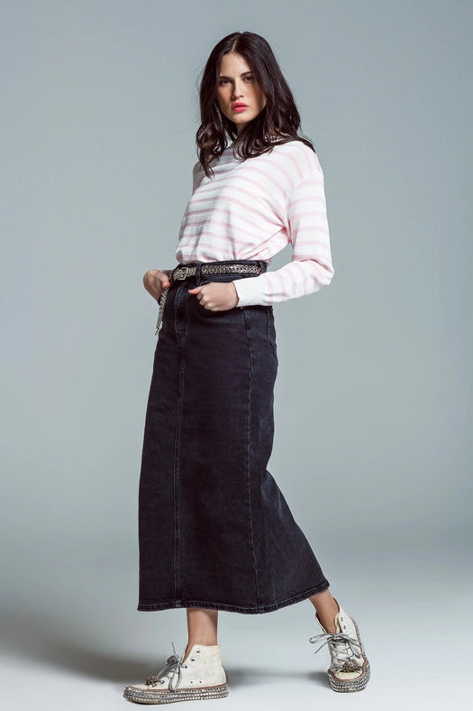 Crew Neck Basic Stripe Sweater in Pink-Sweater-Q2-S-Pink-Urbanheer