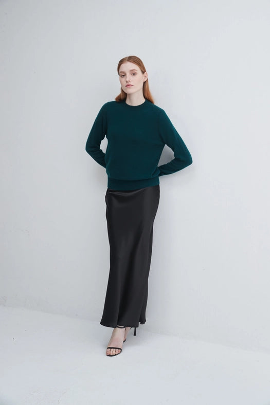 Crewneck Cashmere Sweater Moose Green-Sweater-Pissenlit-S-Moose Green-Urbanheer