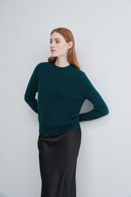 Crewneck Cashmere Sweater Moose Green-Sweater-Pissenlit-S-Moose Green-Urbanheer