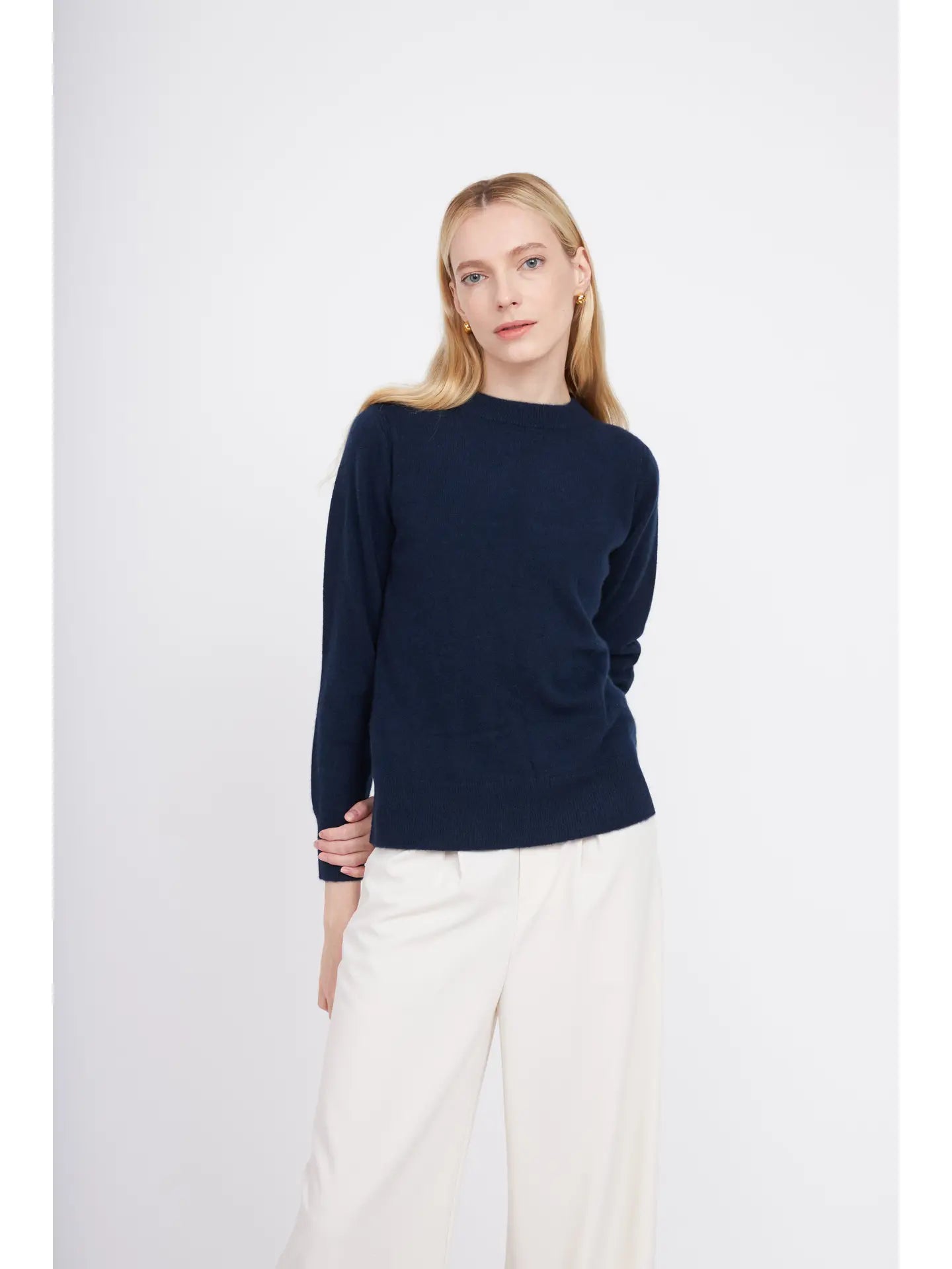 Crewneck Cashmere Sweater - Navy