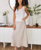 Crinkle Linen Maxi Skirt - Beige