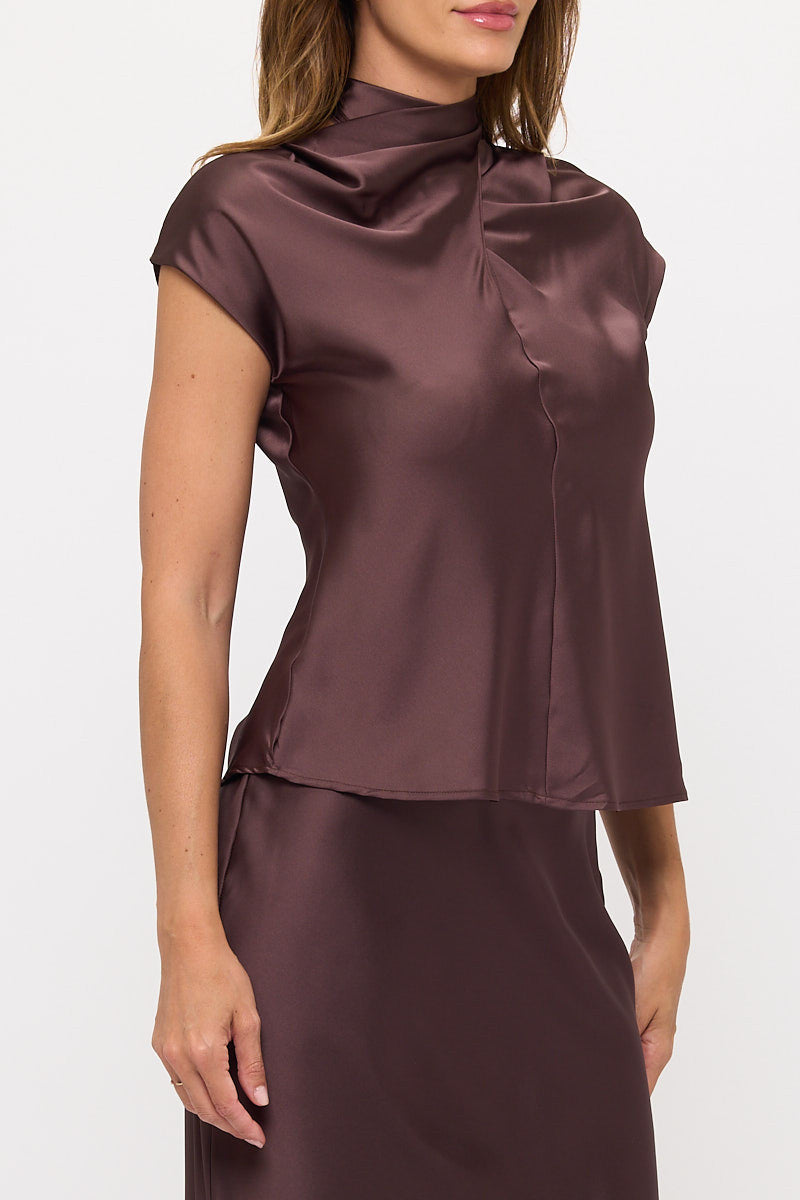 Crisscross Satin Turtle Neck Top-2