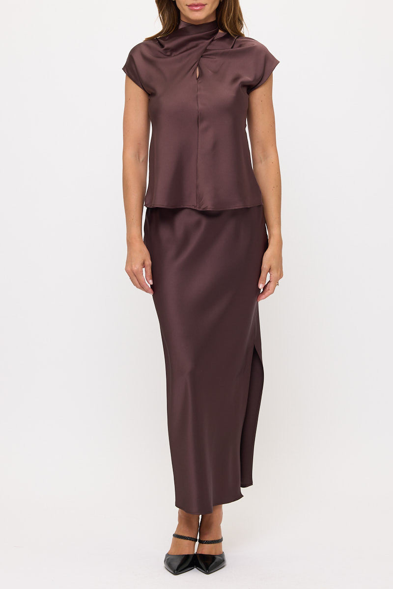 Crisscross Satin Turtle Neck Top-3