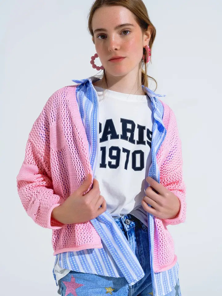 Crochet Cardigan with Knitted Clouds in Pink-Cardigan-Q2-One Size-Pink-Urbanheer