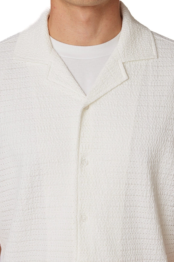 Crochet Embroidered Leaf Short Sleeve Men Shirt-Shirt-Hawk's Bay-XS-Urbanheer