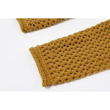 Crochet Knit Cardigan with Pockets in Golden Yellow