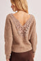 Crochet Lace Back V Neck Knit Sweater