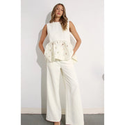 Crochet Lace Ruffle Top and Pants Set-Set-Mulla-S-OFF WHITE-Urbanheer