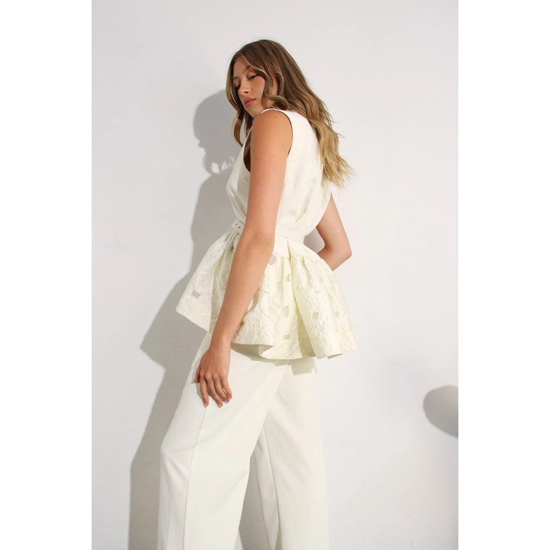 Crochet Lace Ruffle Top and Pants Set-Set-Mulla-S-OFF WHITE-Urbanheer