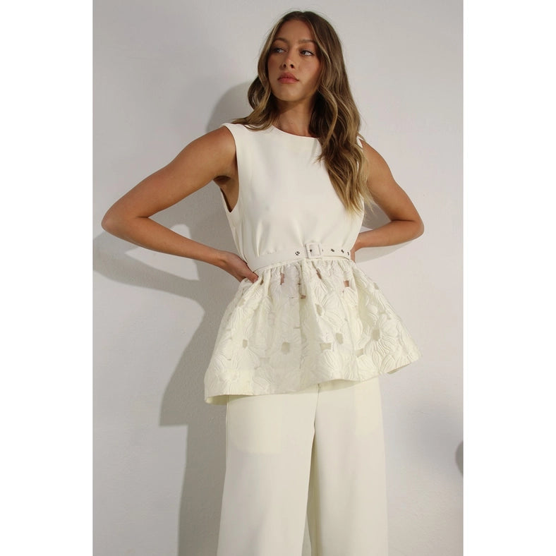 Crochet Lace Ruffle Top and Pants Set-Set-Mulla-S-OFF WHITE-Urbanheer
