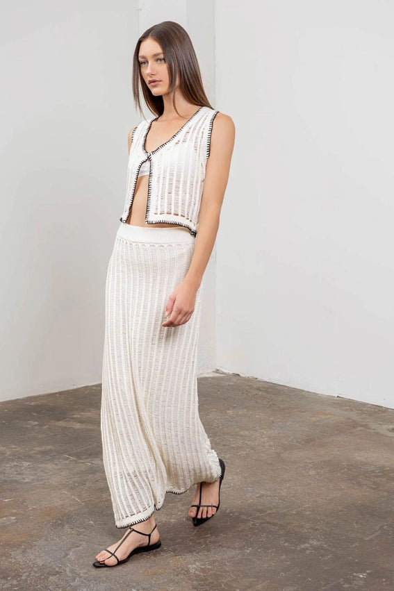 Crochet Ladder Knit Sweater Vest-Vest-Moon River-XS-IVORY-Urbanheer