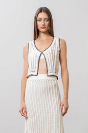 Crochet Ladder Knit Sweater Vest-Vest-Moon River-XS-IVORY-Urbanheer