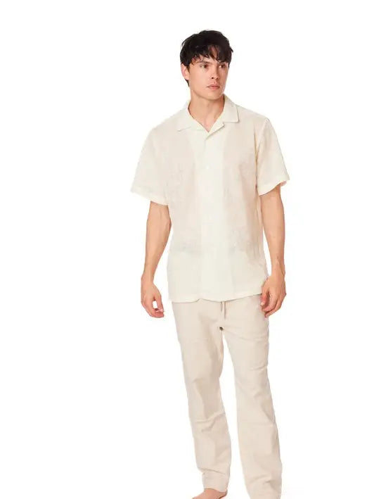 Crochet Textured Short Sleeve Men's Shirt (HB-4063)-Shirt-Hawk's Bay-S-HB-4063-Urbanheer