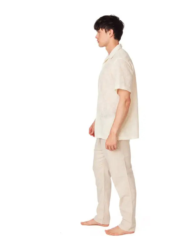 Crochet Textured Short Sleeve Men's Shirt (HB-4063)-Shirt-Hawk's Bay-S-HB-4063-Urbanheer