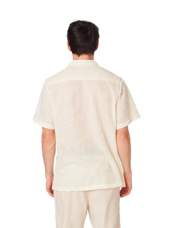 Crochet Textured Short Sleeve Men's Shirt (HB-4063)-Shirt-Hawk's Bay-S-HB-4063-Urbanheer