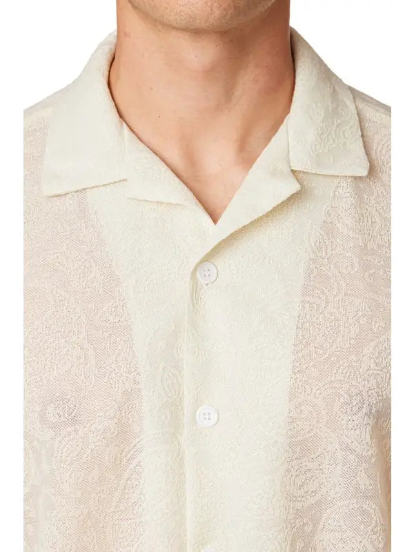 Crochet Textured Short Sleeve Men's Shirt (HB-4063)-Shirt-Hawk's Bay-S-HB-4063-Urbanheer