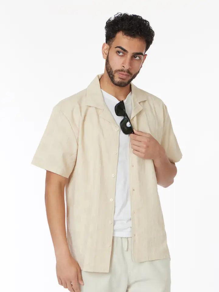 Crochet Textured Short Sleeve Men's Shirt (HB-4068)-Shirt-Hawk's Bay-S-HB-4068-Urbanheer