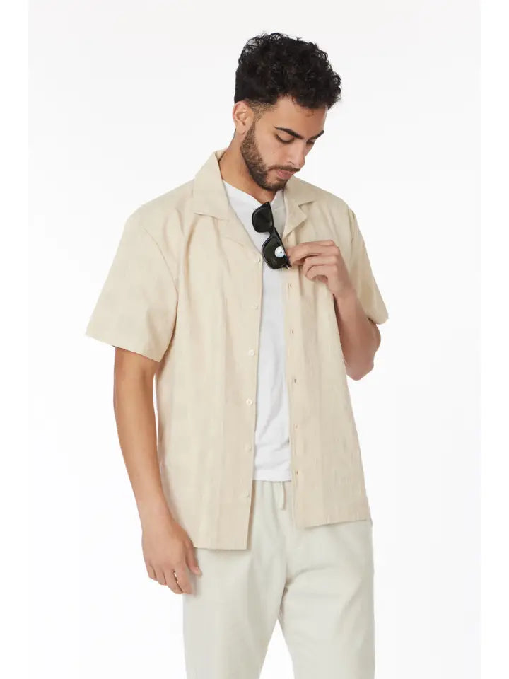 Crochet Textured Short Sleeve Men's Shirt (HB-4068)-Shirt-Hawk's Bay-S-HB-4068-Urbanheer