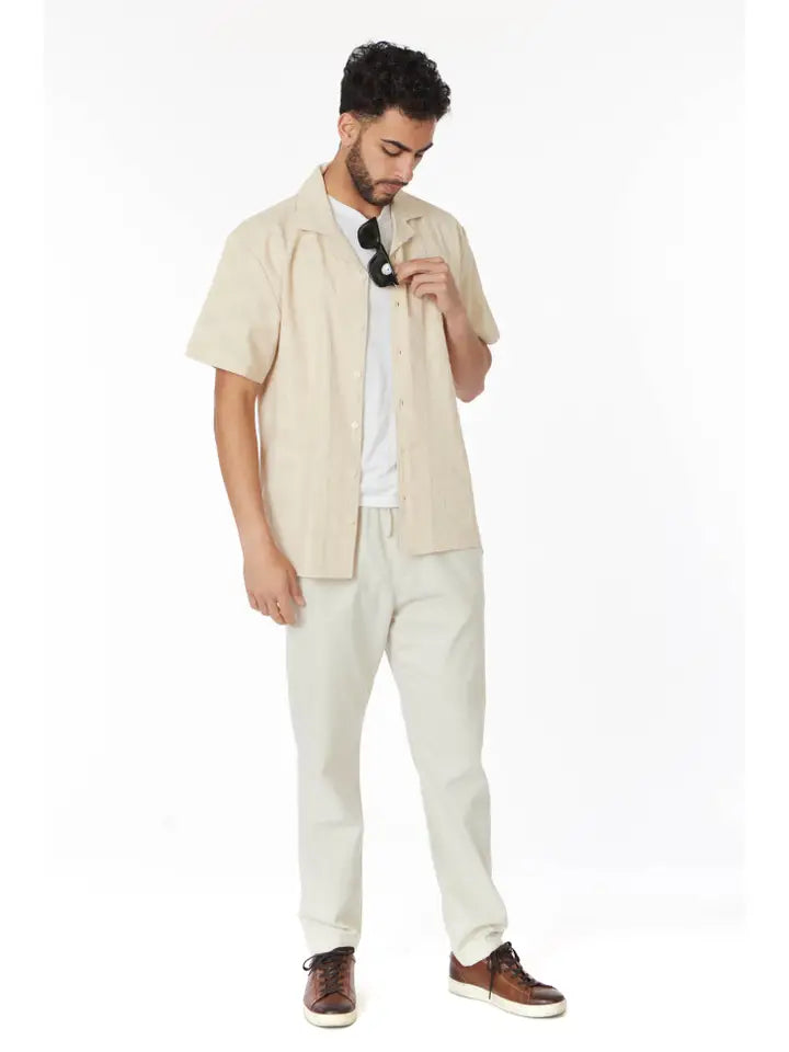 Crochet Textured Short Sleeve Men's Shirt (HB-4068)-Shirt-Hawk's Bay-S-HB-4068-Urbanheer